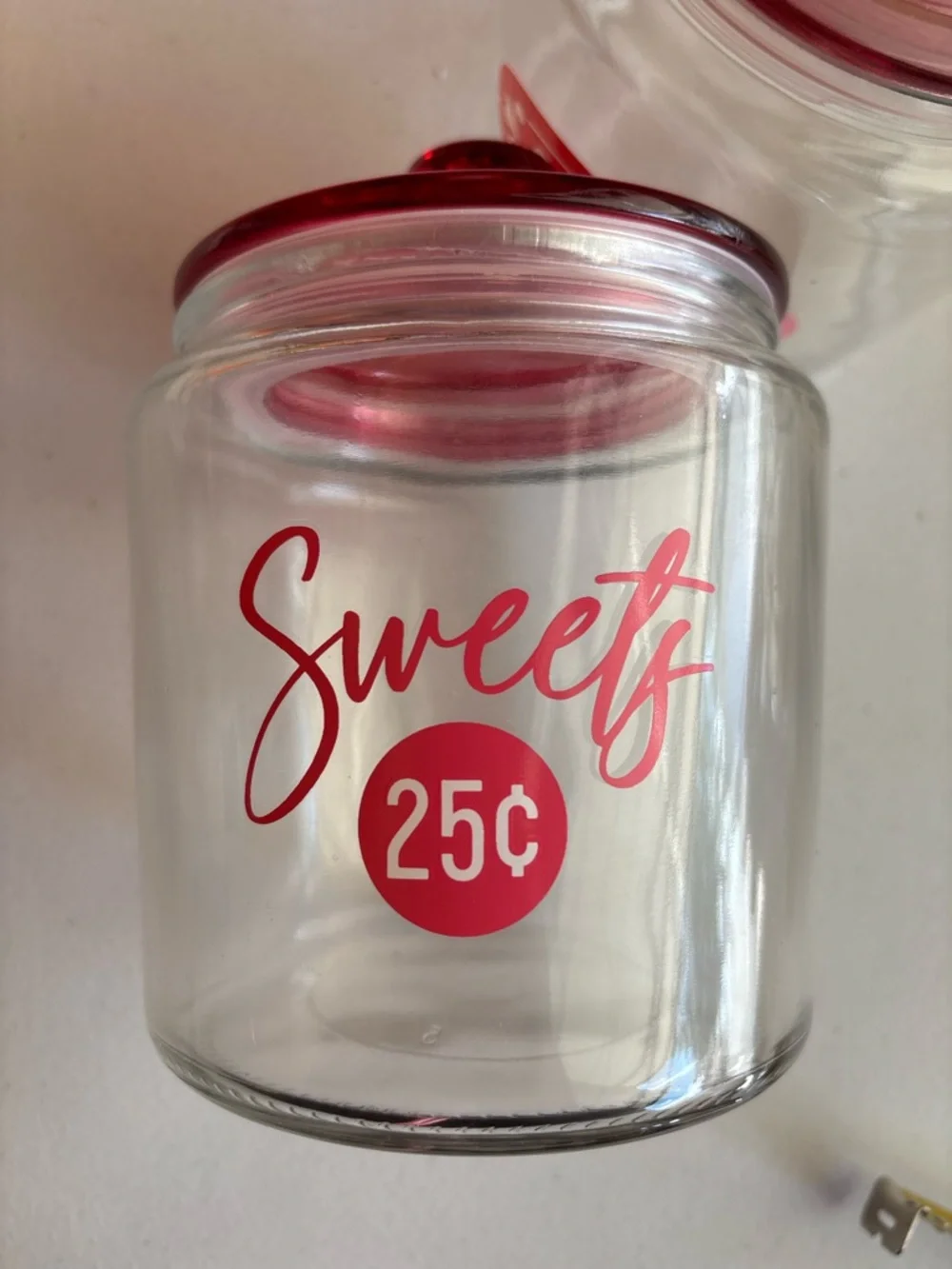 Target Glass 'Sweets 25¢' Candy Jar in Red and Clear